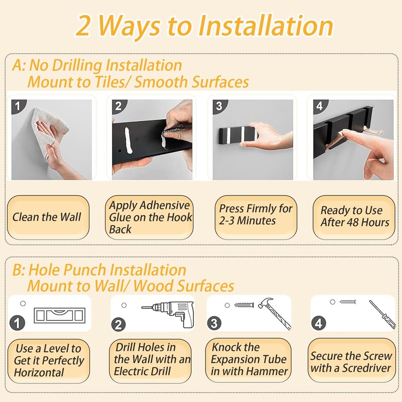 Wall Coat Hooks, 3 Folding Hooks, Stainless Steel, Modern Hook