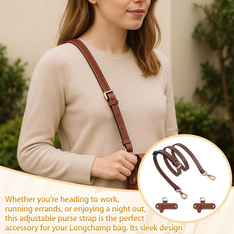 Longchamp Shoulder Strap, Shoulder Strap for Bags with 2 Adapters,