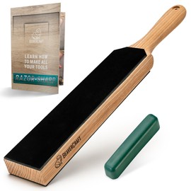 BeaverCraft Leather Strop for Knife Sharpening - Dual-Sided Knife Strop with Stropping Compound Kit - Honing Strop Block 14" for Woodcarving Tools, Chisel Knife Sharpening Kit Leather Sharpener LS6P1