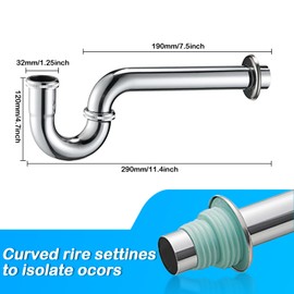 Lxoraziy Sink Trap, 1 1/4" Bathroom Sink Plumbing Parts, Universal Siphon for Washbasin & Washstand, Tubular Siphon Drain Fitting