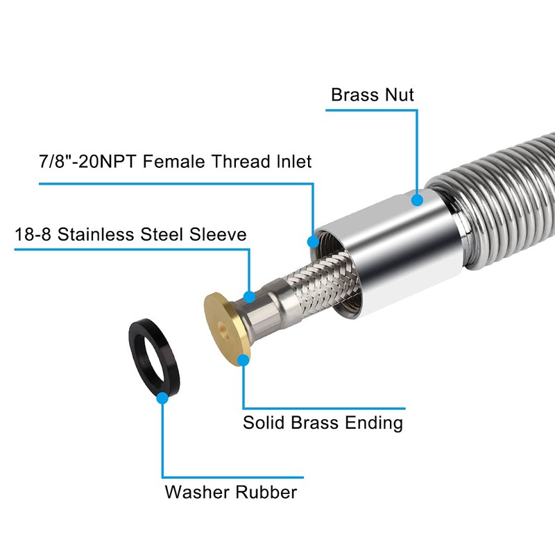 TNROTED 60 Inch Commercial Pre Rinse Sprayer Hose 1.42 GPM