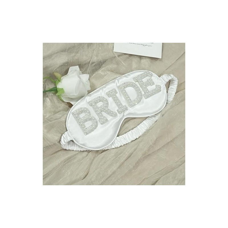 TRIXES Bride Sleep Mask, Rhinestones and Faux Pearls, Bride to
