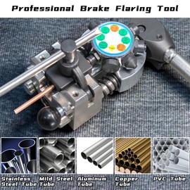 Brake Line Flaring Tool Kit, 45 Degree Single, Double and Bubble Flares, Brake Line and Tubing Flaring Tool for 3/16", 1/4", 5/16", 3/8" and 4.75mm Diameter Lines, Brake Flaring Tools