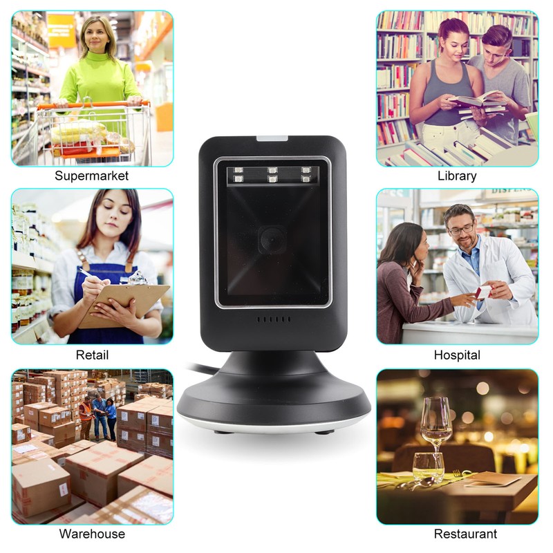 Desktop Barcode Scanner Wide Angle Lens USB Connection 1D 2D