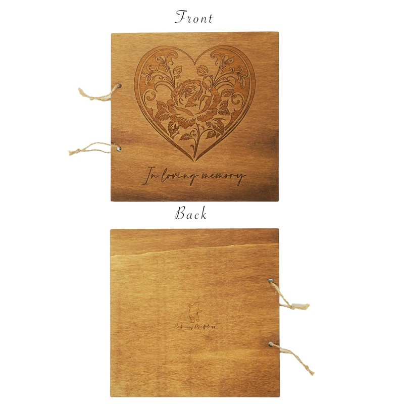 Memory Book for Funeral - Cover Made from Wood with