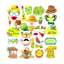 JUKOTA 33 pieces Hawaii photo box accessories, photo box accessories, beach party decoration, Hawaiian decoration party, Hawaiian decoration, photo accessories party for summer, beach, birthday, photo