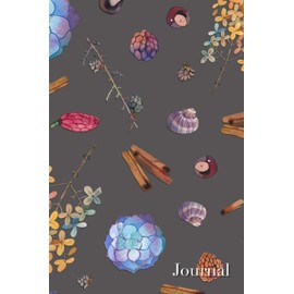 Journal: Lined Writing Notebook - Outdoor Nature Pattern on Gray Background - 120 pages - (6 x 9 inches) Fall Autumn Theme