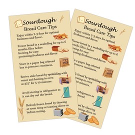 Remerabel Sourdough Bread Care Instruction Cards (100 Card) - Flavor Keeping Your Sourdough Fresh - How to Carry and Cut Your Bread - Storage Tips for Small Business
