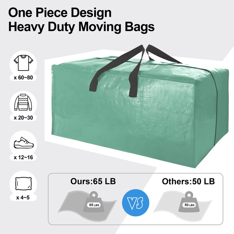 VELVETSURE 12 Pack Heavy Duty Large Moving Bags W/Backpack Straps