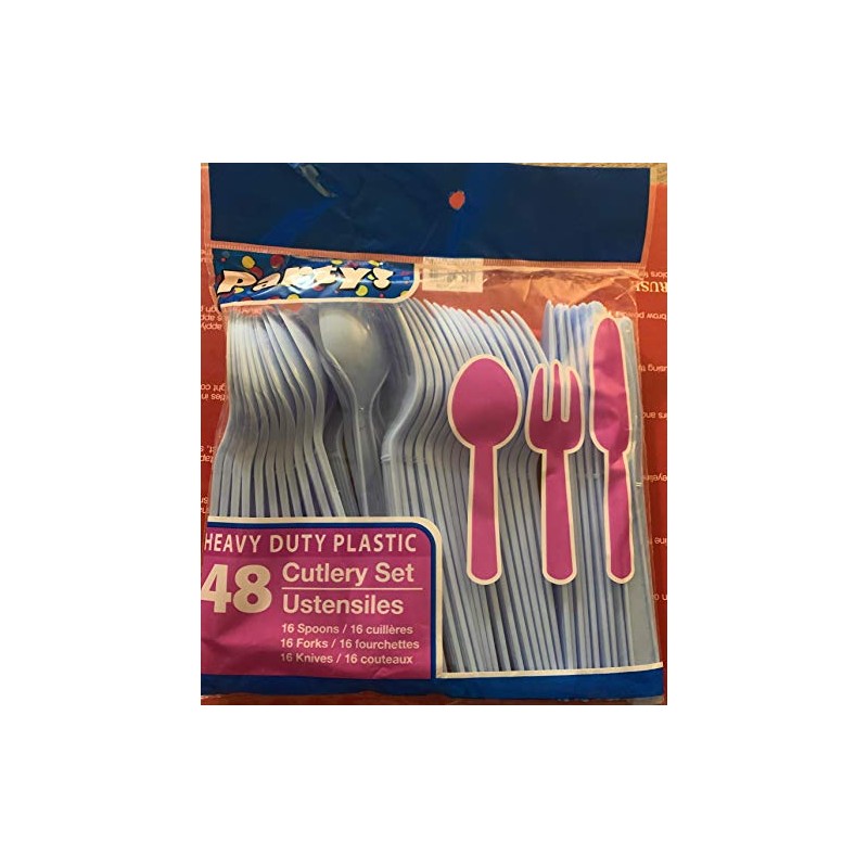 Party! Plastic Utensils, Light Blue, 48 Count Packs (16 Forks,