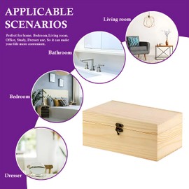 Decorative Wooden Storage Box with Lid and Metal Clasp, Natural Pine Wood, Keepsake Memory Box for Crafts and Gifts Unfinished for Photos, Jewelry, and Treasures – Durable Wood Organizer (30cm)