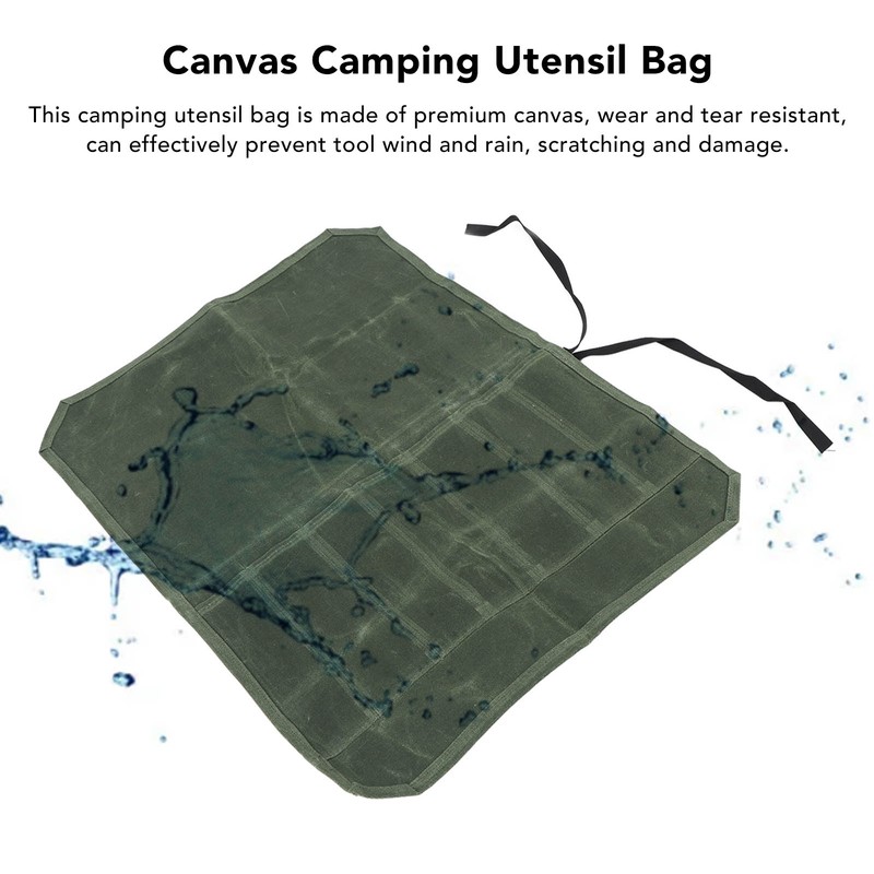 Camping Utensil Bag Canvas Cookware Knife Storage Bag Portable Tools
