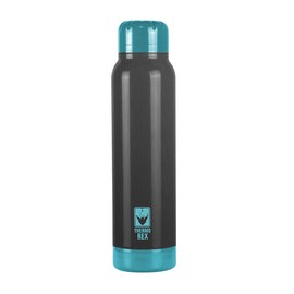 Thermo Rex Peak Water Bottle with Straw, Insulated Bottle with Lid, Stainless Steel, Reusable, Bottle with Clip Lid, Water Bottle (500 ml, Black/Blue)