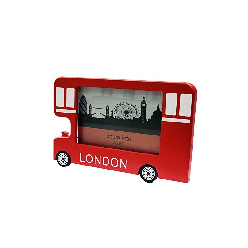 Wooden Bus Photo Frame London England Souvenir Gift 6X4 Inch