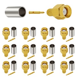 KUOQIY 12pcs SMA Male Crimp, SMA Male Crimp Gold-Plated RF Connector, for RG58 / RG400 / RG142 / LMR195 Cable