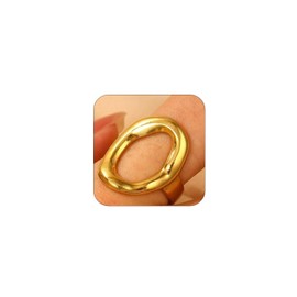 OAOSIOH Chunky Gold Oval Heart Rings for Women Trendy, Statement Thick 14K Gold Oval Ring Stackable Dainty Open Hollow Geometric Ring Minimalist Jewelry Gfits (Gold Oval)