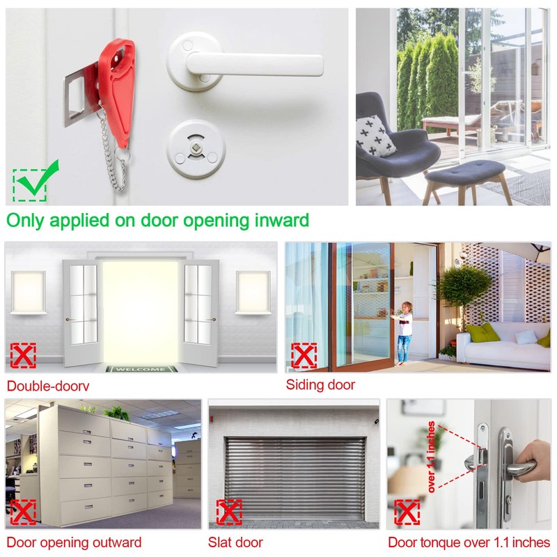 KUOGO Portable Door Lock-2 Pack Solid Heavy Duty Extra Lock