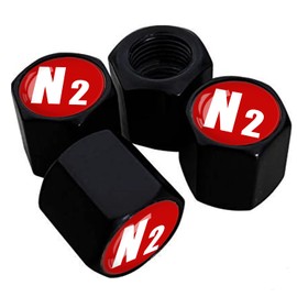 Metal Car Wheel Tire Valve Stem Caps 4 Pack Red N2(Nitrogen Sign) Aluminum Car Tire Air Valve Caps for Cars, Trucks, Bikes, Motorcycles, Bicycles, Corrosion Resistant