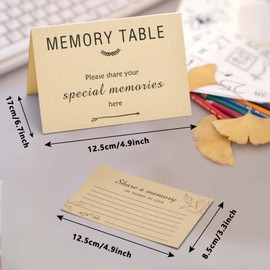 Oxmidud Share a Memory Cards - 50 Pcs Guest Book Alternative Cards - 4.9x3.3 Inch Kraft Tan Elegant Keepsake for Weddings, Funerals, Birthday, Memorial, Anniversary, Graduation, Bridal Shower Game