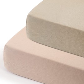 GRSSDER Soft Muslin Crib Sheet 2 Pack, 100% Cotton Crib Sheets for Boys and Girls, Fit Standard Crib Mattresses 52" x 28" Safe and Snug, Natural and Taupe