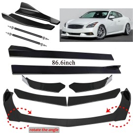 Unbranded For Infiniti G37 G35 Sedan Glossy Black Front Bumper Lip Splitter Side Skirts