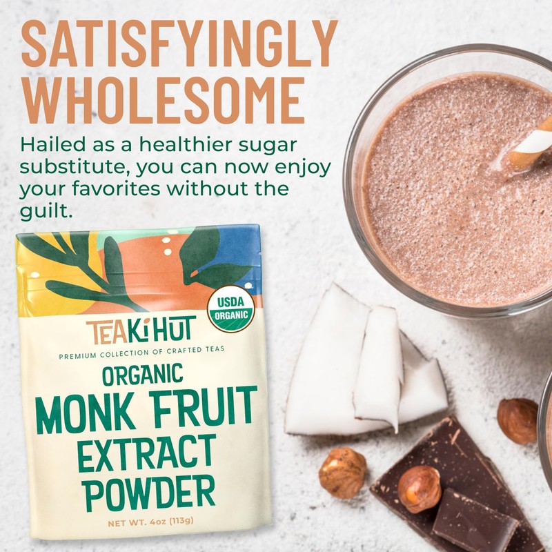 Organic Pure Monk Fruit Sweetener, No Erythritol 4oz, 100% Monk