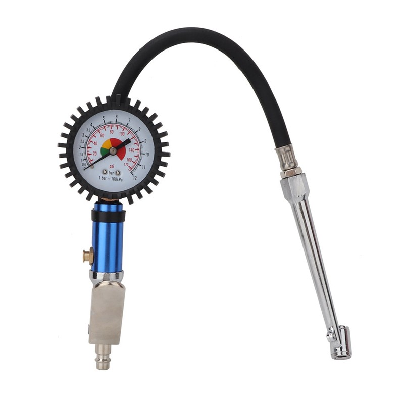 12 Bar Self clamping Tire Inflator with Air Pressure Gauge