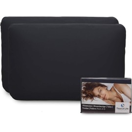 Cushion Covers 40 x 60 cm, Black, Double Pack, Perfect for Elora, Climar, Nekkar & MIZAR Head Pillows, Cotton (Double Jersey), Non-Iron and Tumble Dryer-safe, Cushion Covers 40 x 60 cm, Set of 2 with