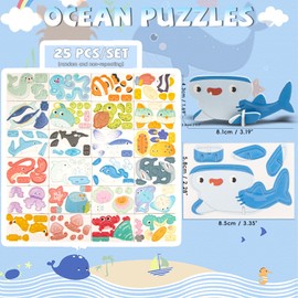3D Puzzles for Teen, 25 PCS Educational Cartoon 3D Puzzle Kit, Engaging 3-D Puzzles Set for Teenagers Constructible, Ideal Fun Art Crafts Birthday for Adolescents, Ocean Themed