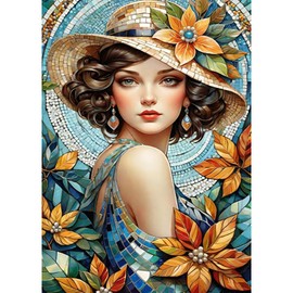HEIBAGO 5D Diamond Painting Kits for Audlts, DIY Beauty Women Diamond Art Painting for Beginners, Full Drill Diamond Dots Kits Flower Rhinestone Embroidery Crystal Crafts for Home Wall Decor 30x40cm