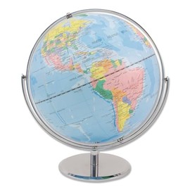 Advantus 30502 12-Inch Globe with Blue Oceans, Silver-Toned Metal Desktop Base,Full-Meridian