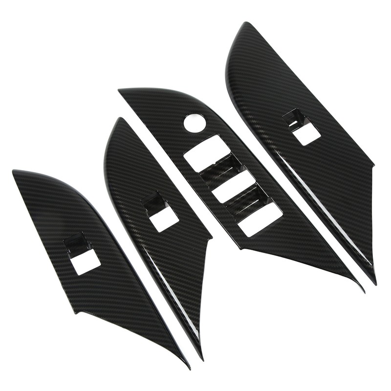 4 Pcs Door Window Control Panel Cover Carbon Fiber Style