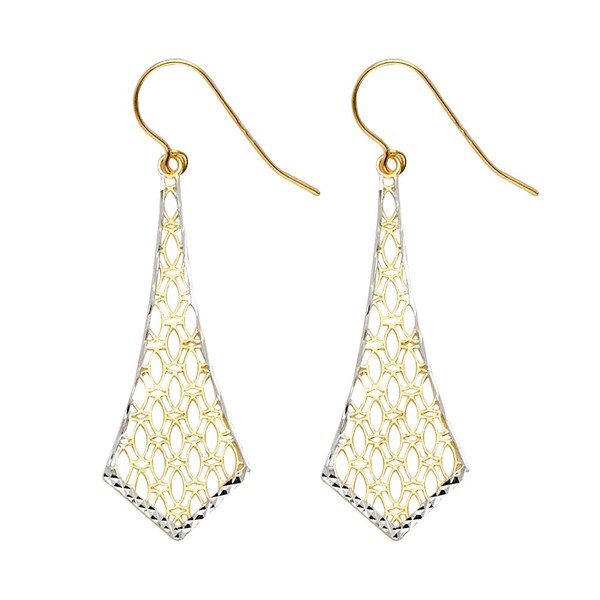 14k REAL Two Tone Gold Fancy Dangle Hanging Earrings (46