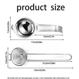 Egg White Separator, Egg Yolk Separator, Stainless Steel Egg Separator, with Handles, Egg Separator, Egg Separator, Dishwasher Friendly, for Kitchen, Protein Separator, Pack of 2 (Two Styles)