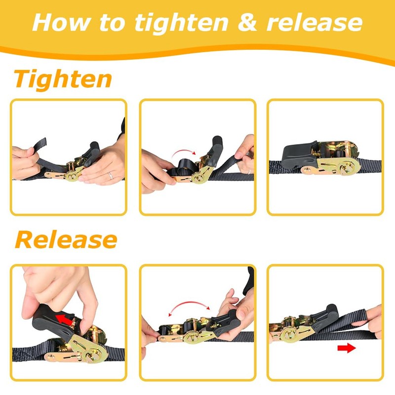 2 Pcs Ratchet Tie Down Straps with Durable Material, Adjustable