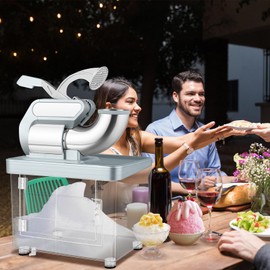 ARLIME Shaved Ice Machine Commercial, 660 LBS/H 300W Electric Ice Crusher w/Dual Blades & Safety On/Off Switch, 120V ETL-Approved Stainless Steel Snow Cone Machine for Home Restaurant Bar, 37L