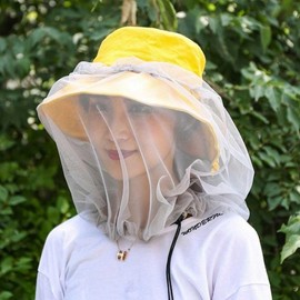 Outdoor Face Protection Hat with Mosquito Net Mesh for Fishing & Leisure Beige 3ea