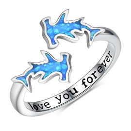 SCZKLAQ Sterling Silver Hammerhead Shark Ring - Adjustable Cute Animal Jewelry for Women - Shark Lovers Gifts, 8, Sterling Silver, No Gemstone