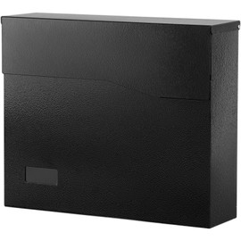 xydled Mailbox Wall Mount Mailboxes for outside, Large Capacity Steel Hanging Metal Mailbox, Modern Post Box, Black,14.6''x12.2''x4.1''