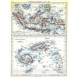 Historic Map - 1897 Borneo, Sumatra, Java, Etc; Figi Islands - Vintage Wall Art - 33in x 44in