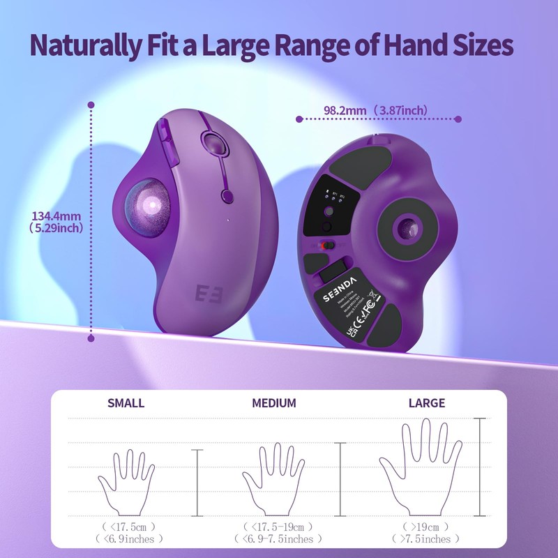 seenda Wireless Trackball Mouse, Ergonomic Mouse Bluetooth - Rollerball Mouse