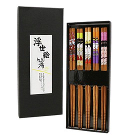 5 Pairs Chopsticks, Chinese Chopsticks Gift Det Chinese Tableware Set Bamboo Chopsticks Set Wooden Reusable Chopsticks Japanese Chopsticks with Case for Ramen Sushi Noodle Rice