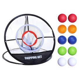 Jonuin Golf Practice Net, Golf Chipping Net, 3 Ring Nets for Wedge Practice with 10 Balls, Portable Training Nets, Ideal for Indoor, Outdoor, Backyard, Gifts for Golfers (B)