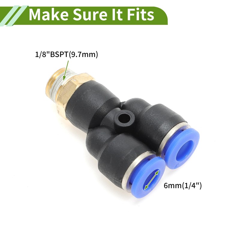 HOPESPANNER Push to Connect Air Fittings 1/4" Y Type Air