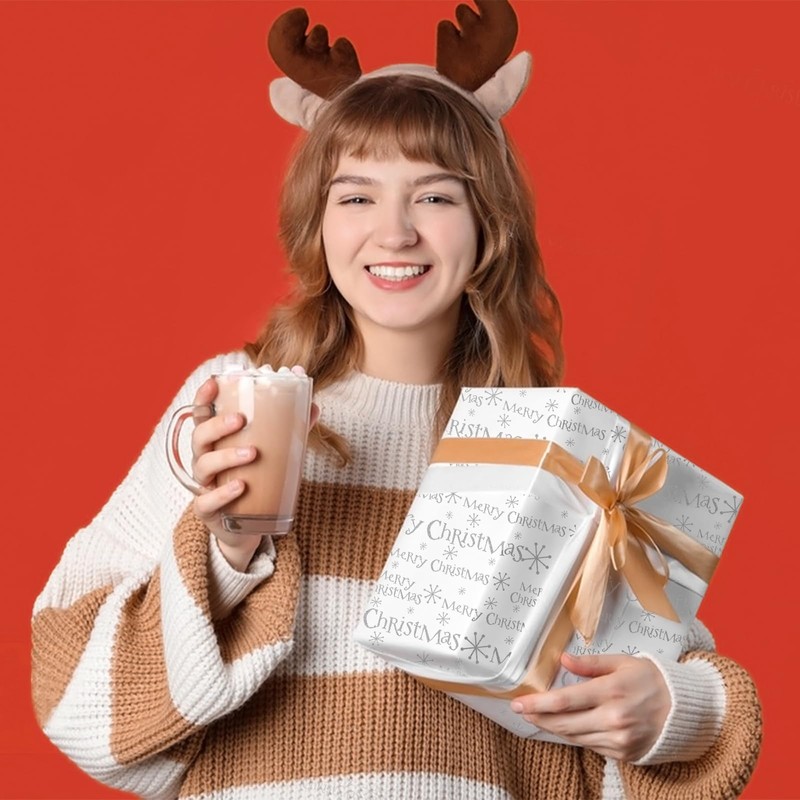 50pcs 50 * 35cm Sliver Tissue Paper with Snowflake and