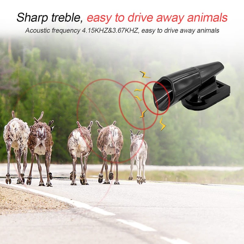 8sanlione 2 Pack Ultrasonic Deer Warning Whistles for Vehicles, Black