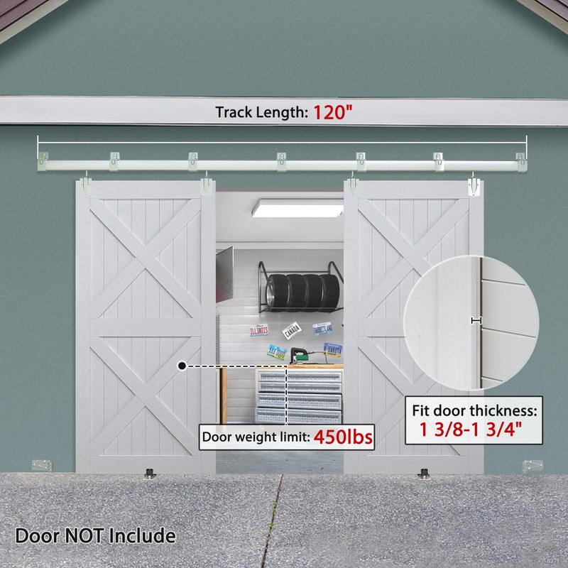 Exterior Barn Door Hardware Kit, BARNSMITH 10FT Sliding Barn Door