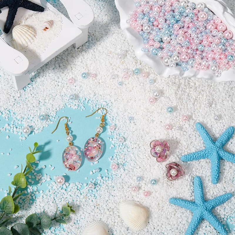 SUNNYCLUE 1 Box 1500Pcs No Hole Bead 3mm Blue Bubble