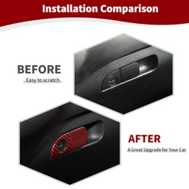 RT-TCZ for Challenger Glove Box Latch Handle Trim Cover Red Carbon Fiber for Dodge Charger 2010 Up for Challenger 2015 Up for Chrysler 300C 2011 Up Red Carbon Fiber Interior Accessories 2pcs