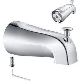 Gold Hao The Bathroom Universal Slip-On Tub Spout with Diverter - 5" Bath Tub Faucet with Diverter, Easy to Install & Save Water Leaks in Minutes, Fit 5/8" Copper Pipe (Chrome)